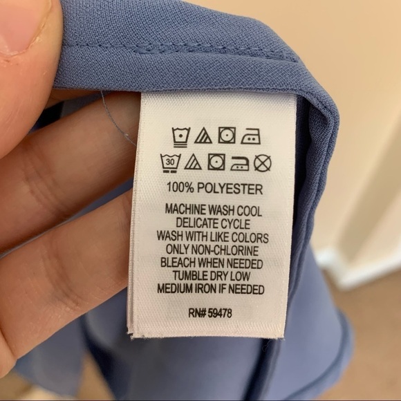 29. [Antibes Blanc] Blue Midi Shark Bite Hem Tent Trapeze Sleeveless Dress - Picture 6 of 10